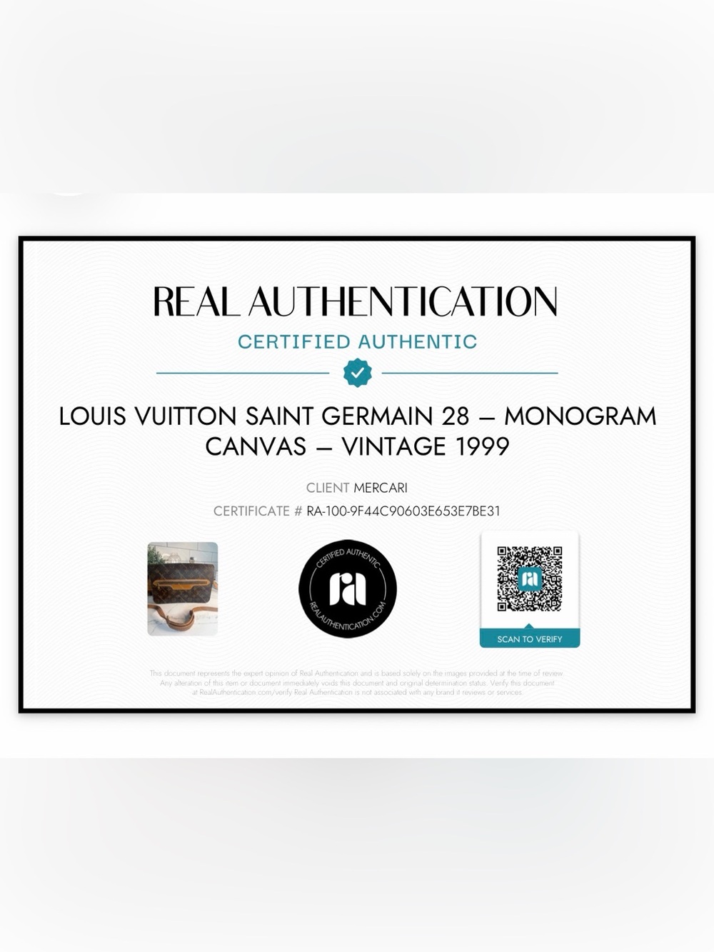 Authentic Louis Vuitton Saint Germain 28 – Vintage 1999 with printed COA - Picture 9 of 9